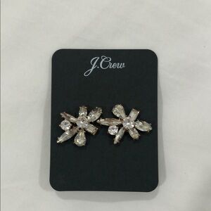 J. Crew Gold Starburst Earrings with Rhinestone Accents